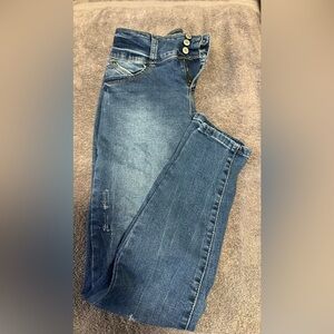 YMI Blue Skinny Jeans with Distressed Details